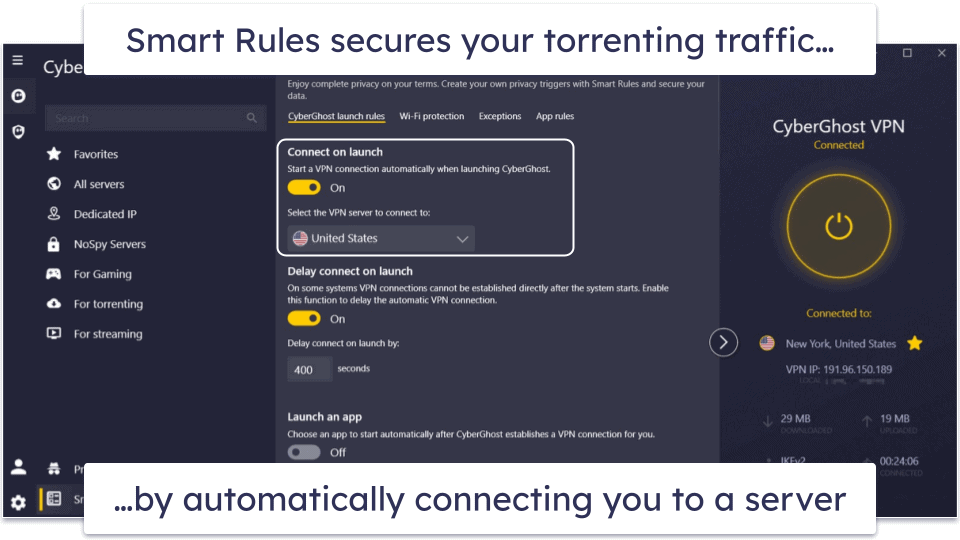 🥈2. CyberGhost VPN — Great Automation & Large P2P Server Network