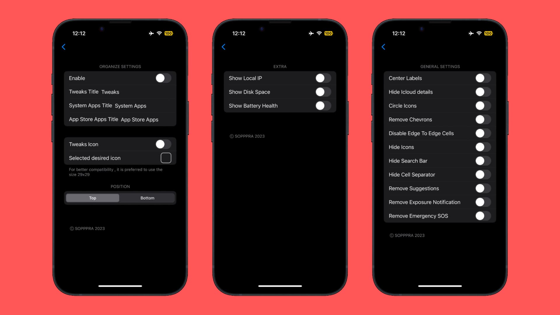 SettingsRevamp options to configure group 2.