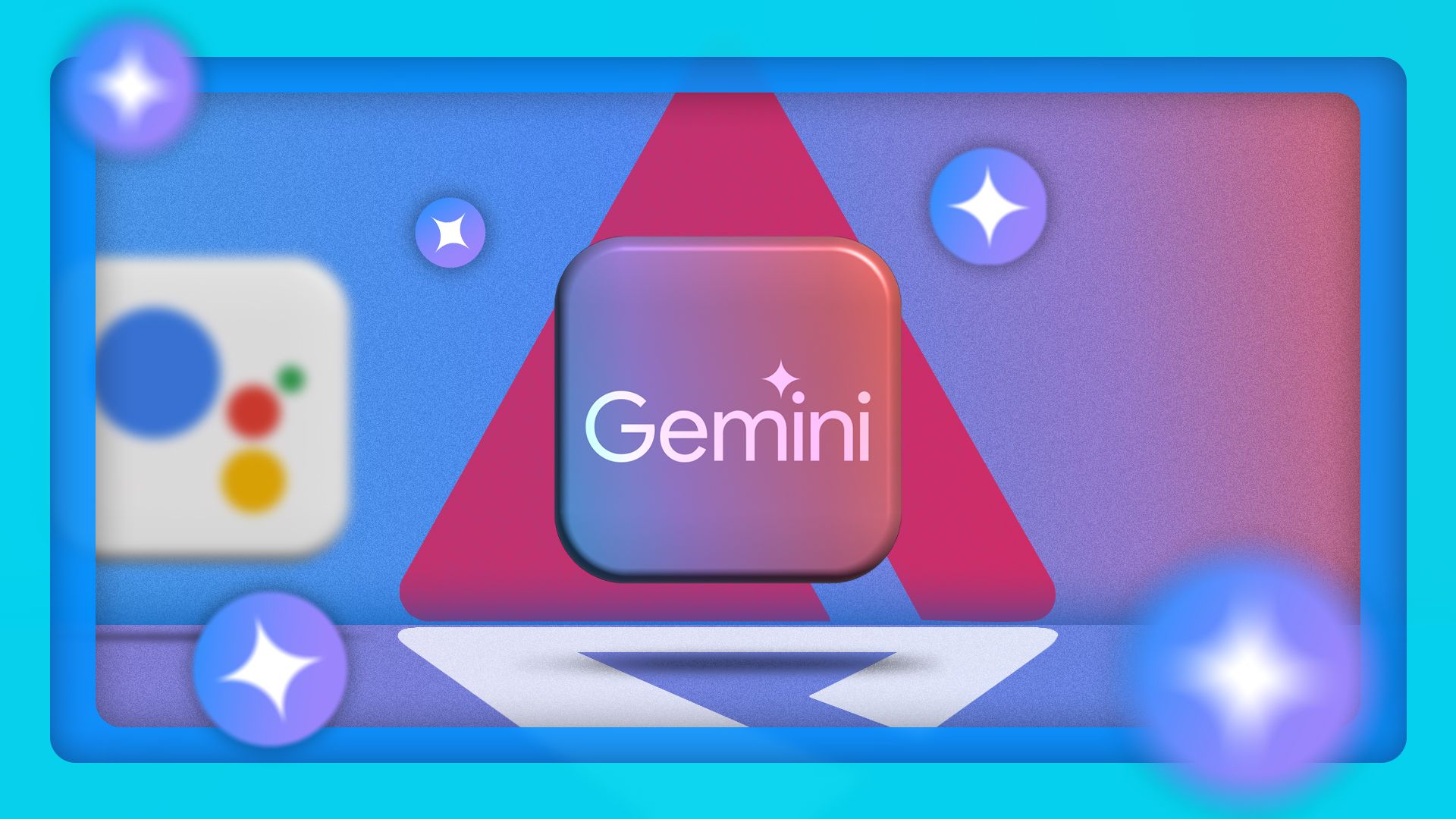 Gemini logo and the Google Assistant logo blurred beside it.