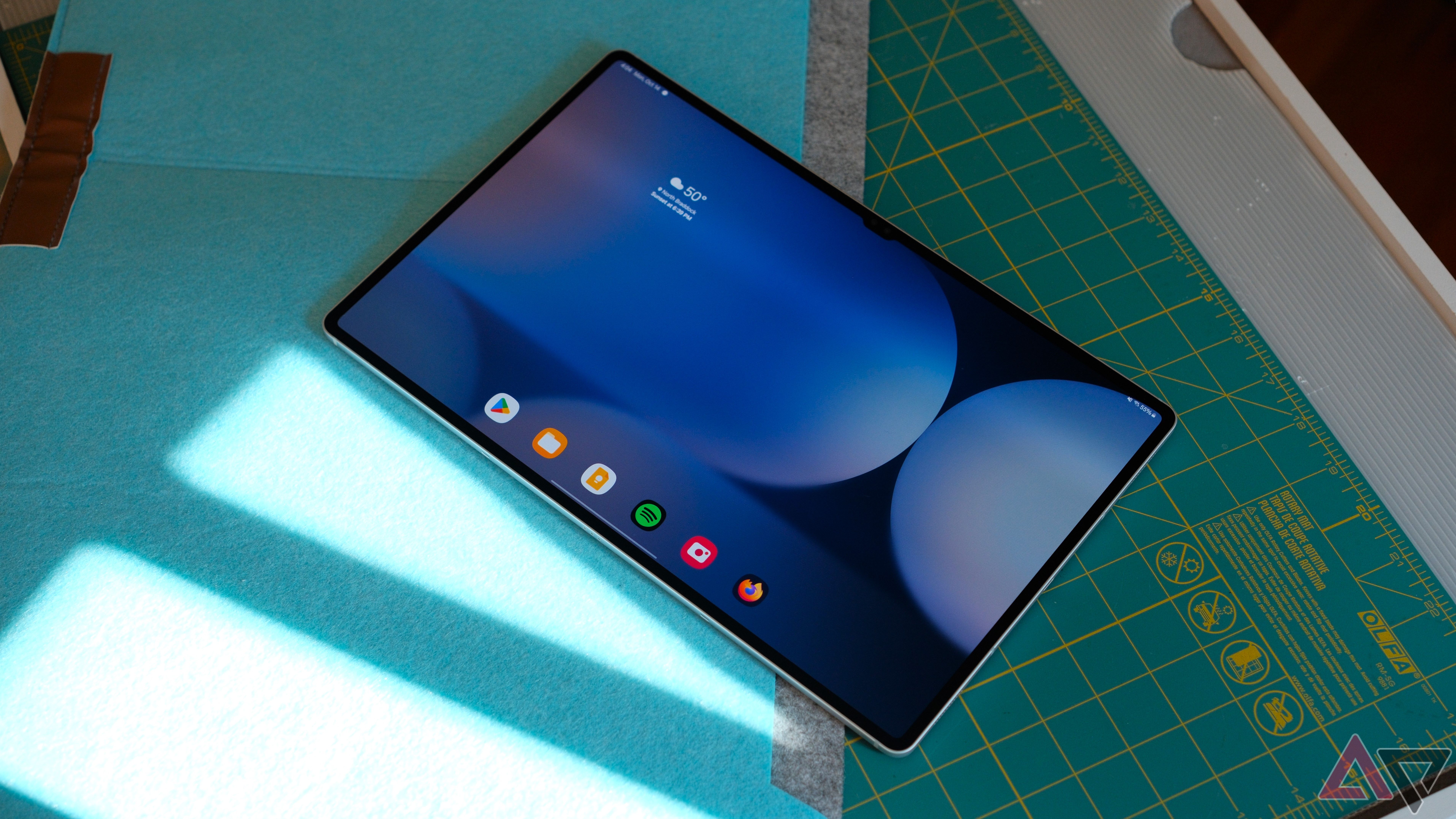 Samsung Galaxy Tab S10 Ultra laying in the sun