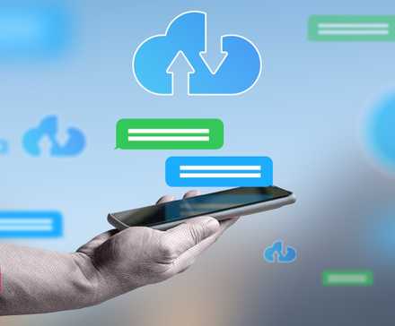 Some series recommendations with a reset button above showing a woman messaging on her phone with RCS enabled and the Google Messages logo in the background.