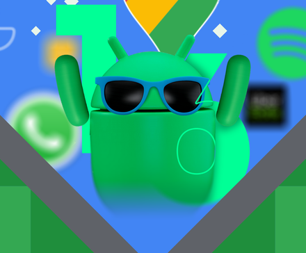 Android mascot with a power toggle set to off, partially hidden behind the number 16, symbolizing disabled Android 16 features.