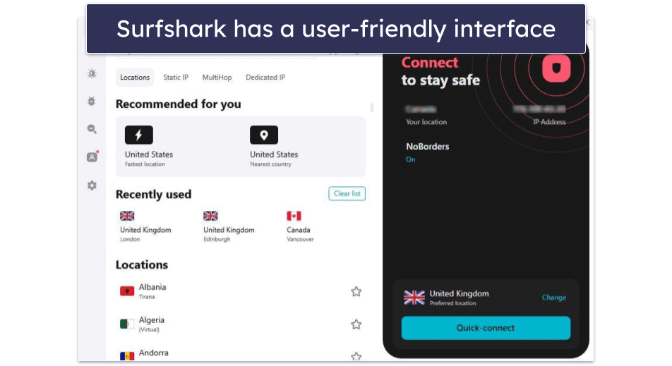 4. Surfshark — Beginner-Friendly VPN for Streaming Sky Go On Unlimited Devices