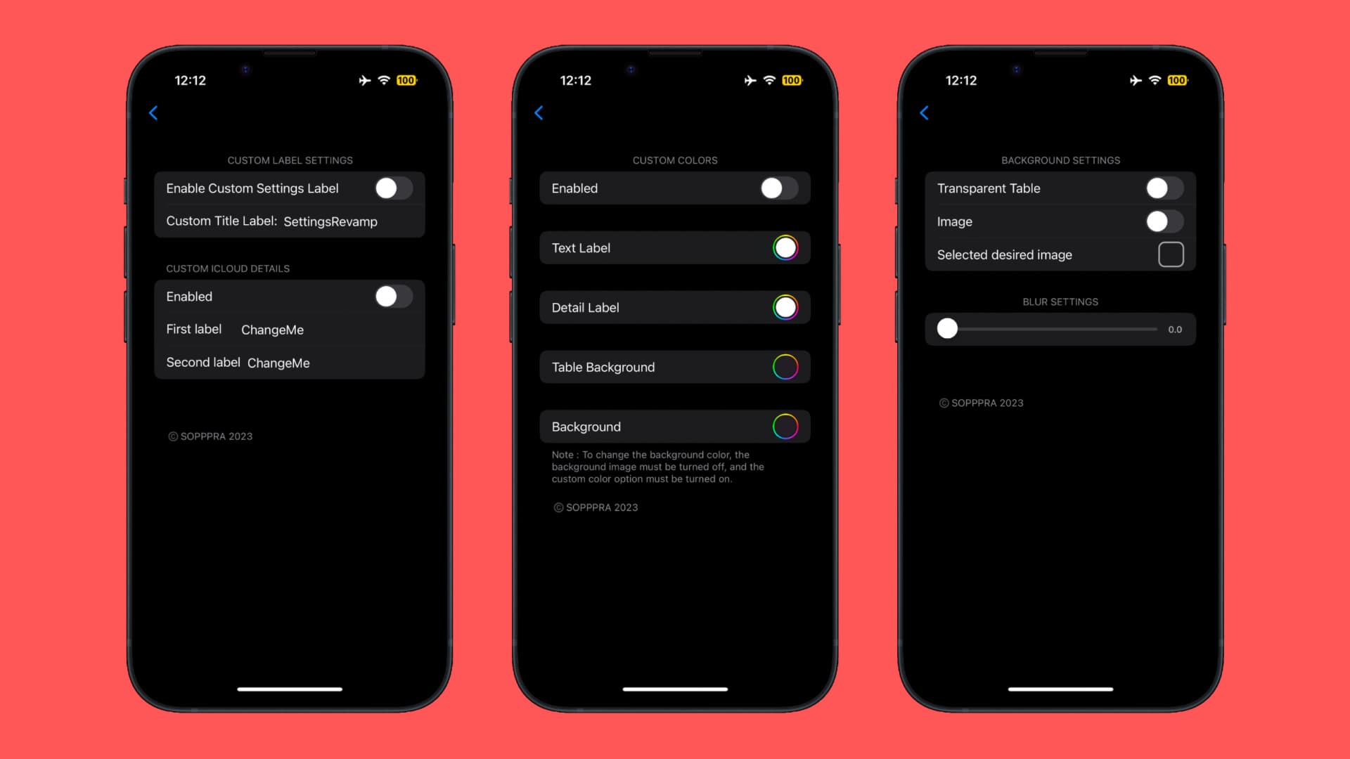 Settings Revamp options to configure group 1.