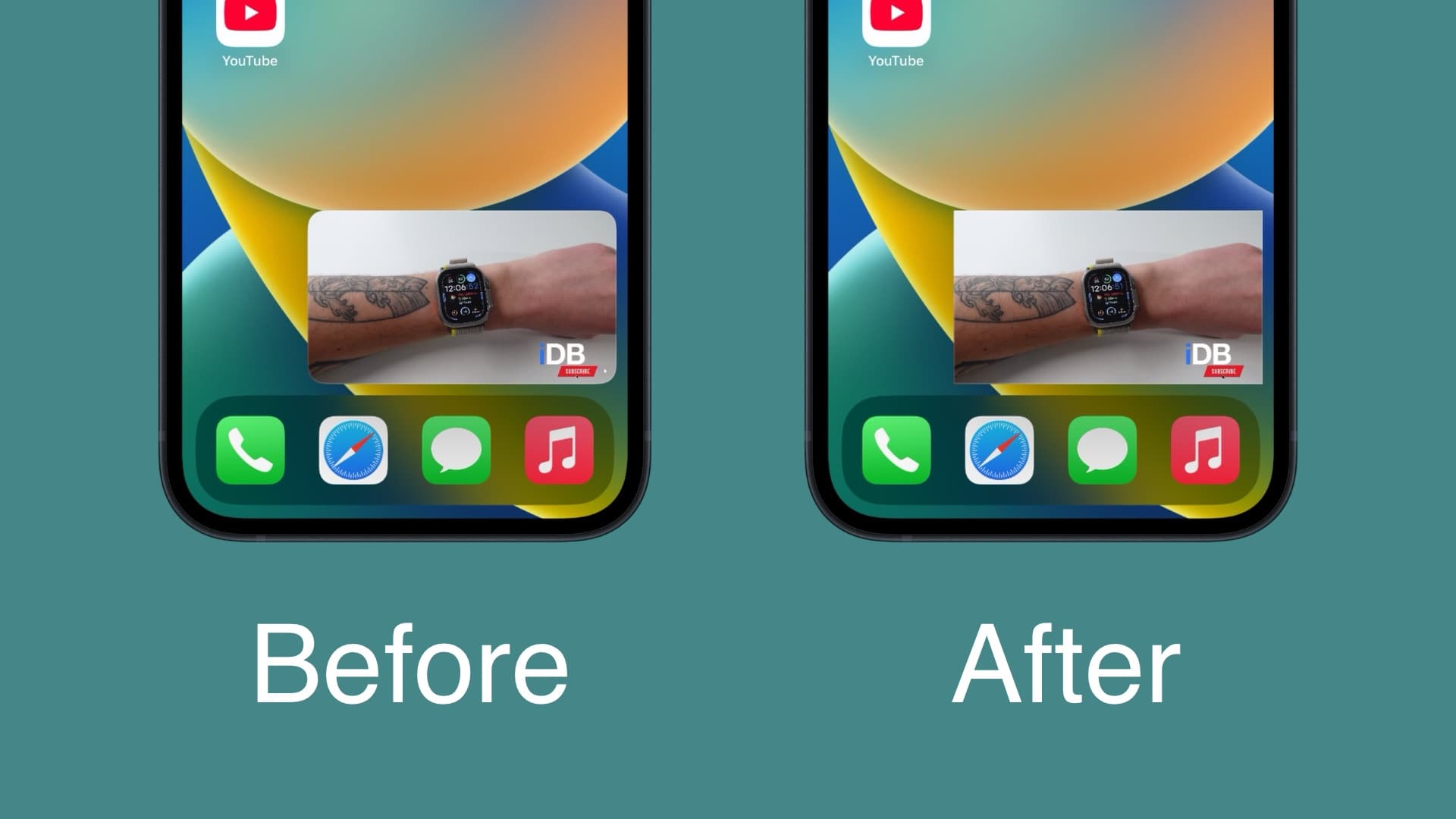 SquarePiP before and after image.