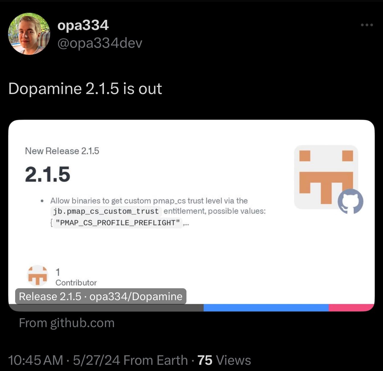 Dopamine v2.1.5 released.