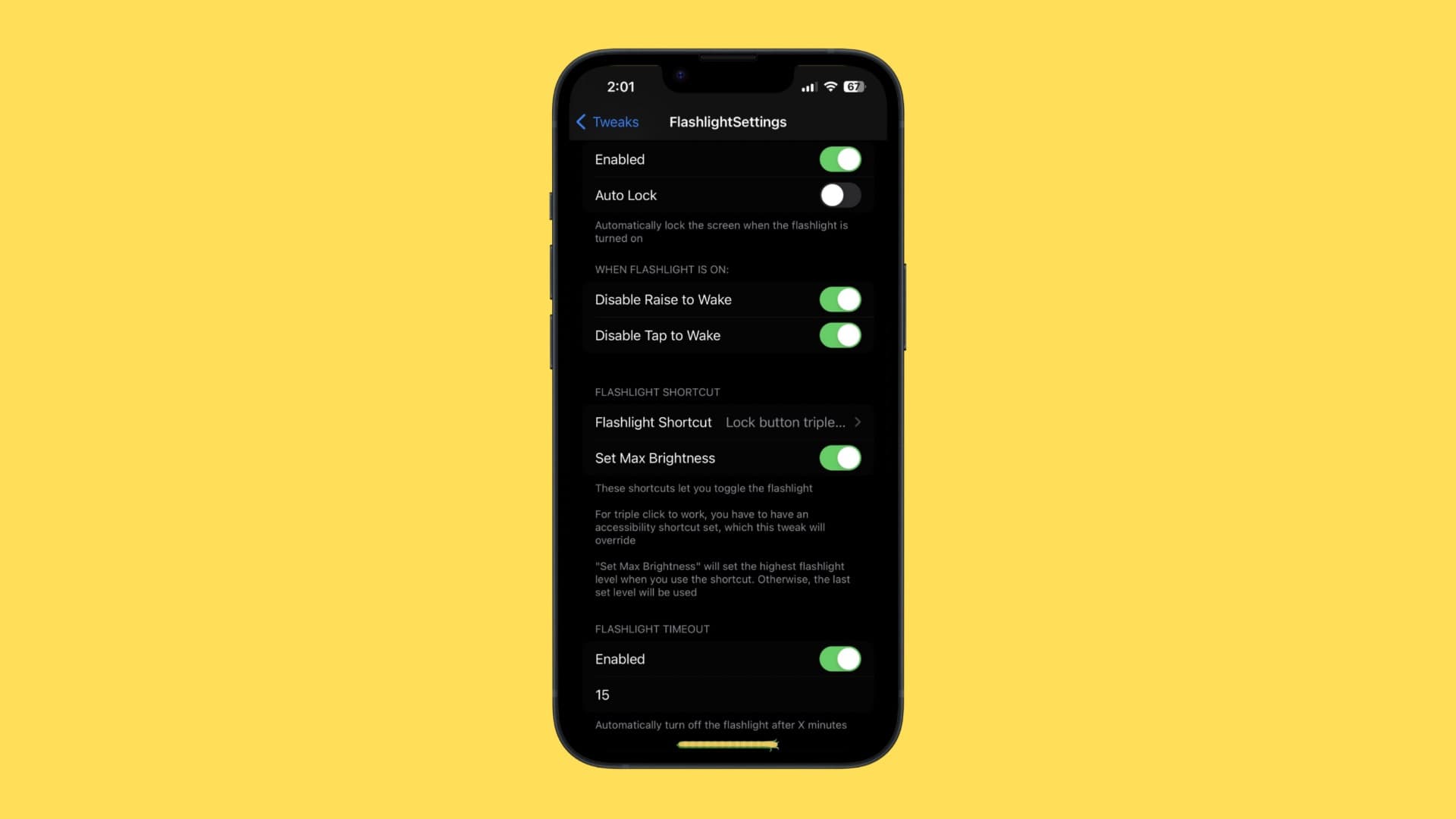 FlashlightSettings preference pane.