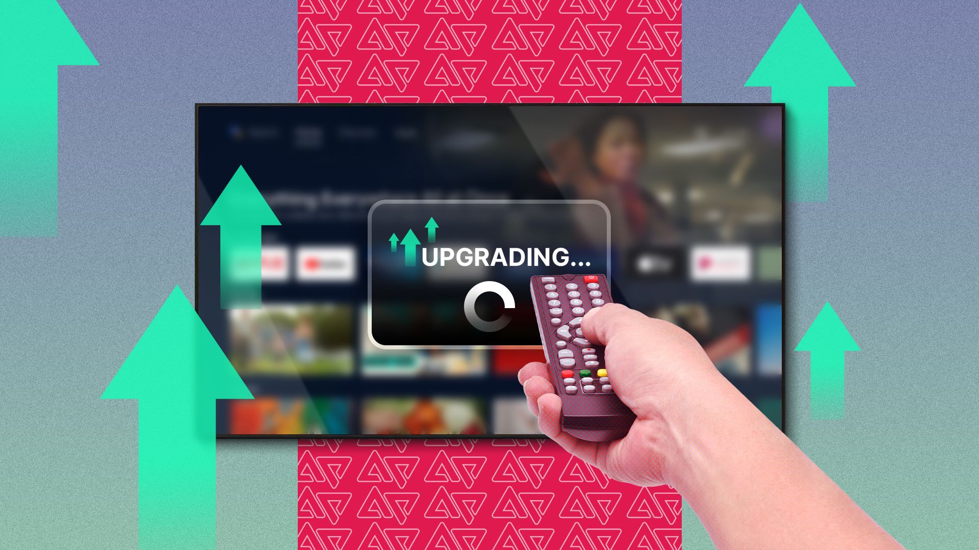 A TV being upgraded with several upgrade icons around it