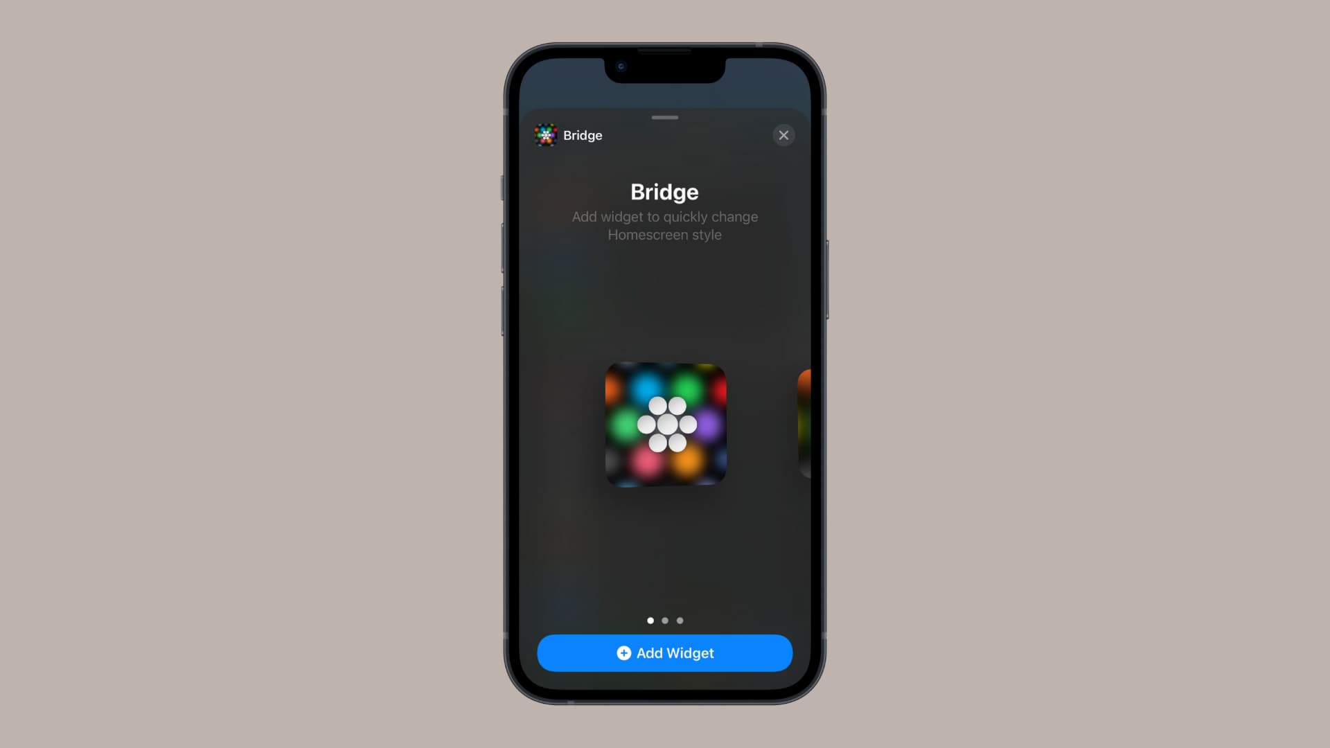 Bridge enable from widgets on Home Screen. 